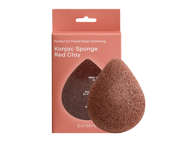 Спонж из конжака для чистки лица с красной глиной Purable Konjac Sponge - Red Clay